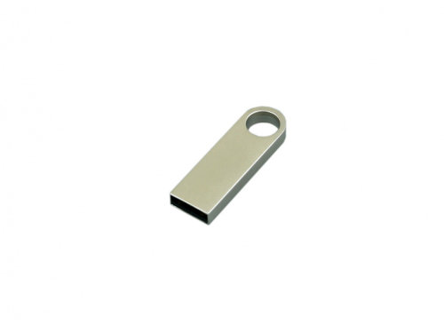 USB 2.0-флешка на 16 Гб с мини чипом и круглым отверстием, серебристый